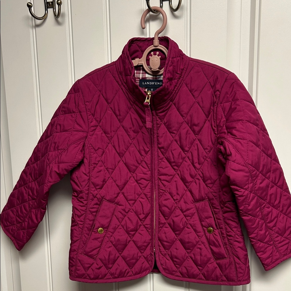 Lands End Size 4/S quilted coat/jacket.  Berry color and EUC.